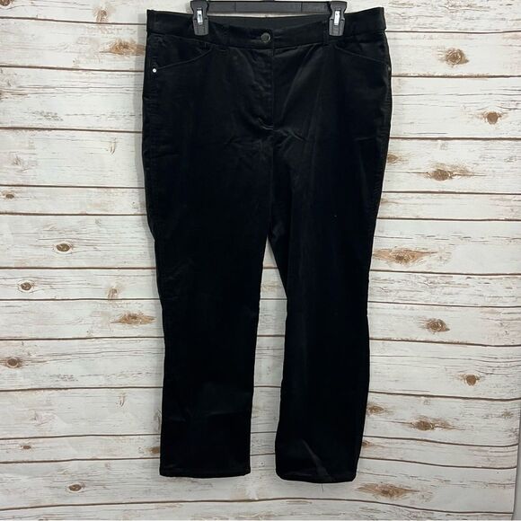 Chicos Black Corduroy Stretch Waist Straight Leg Pants 2.5 - Picture 1 of 5